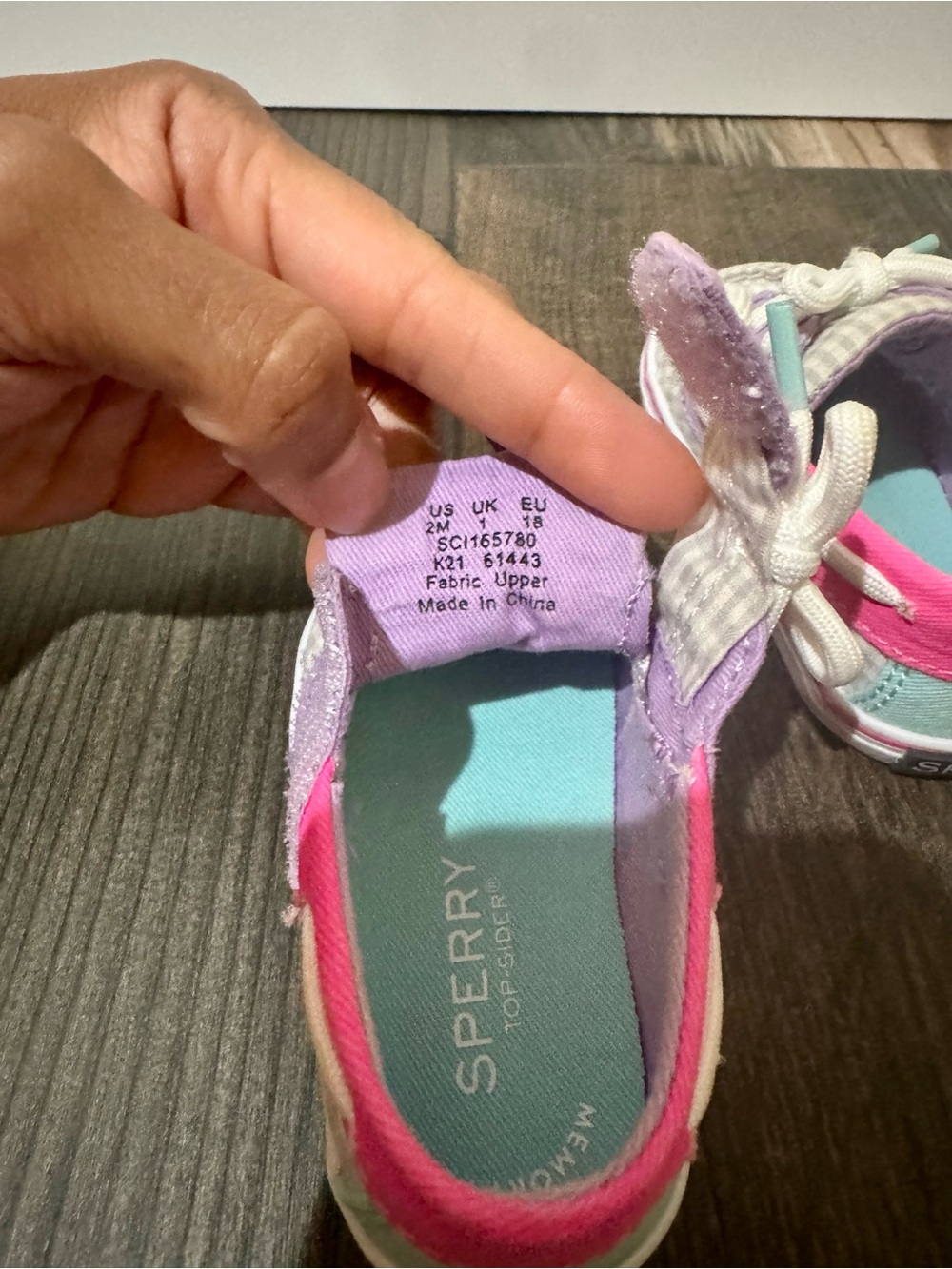 Sperry Intrepid Crib Gingham Boat Shoes Girls Toddler Size 2M Pink Purple - Picture 9 of 15